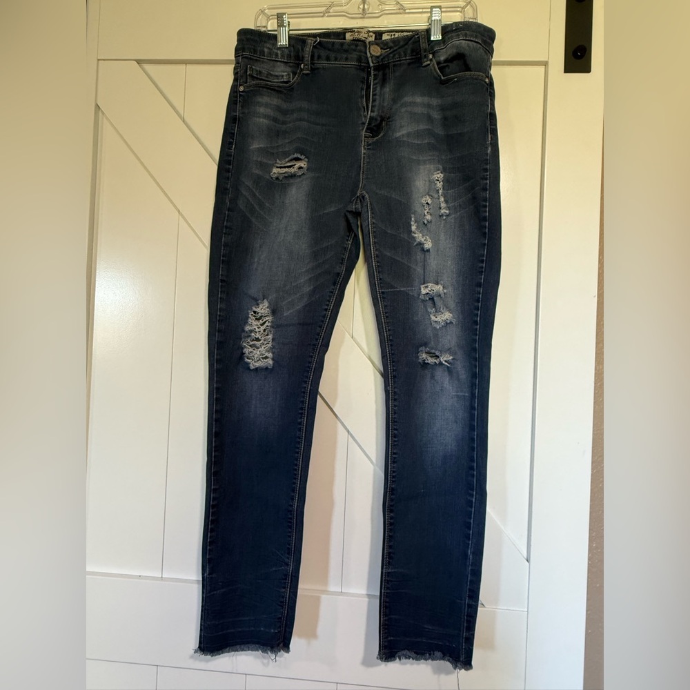 Indigo Rein Dark Blue Distressed Jeans